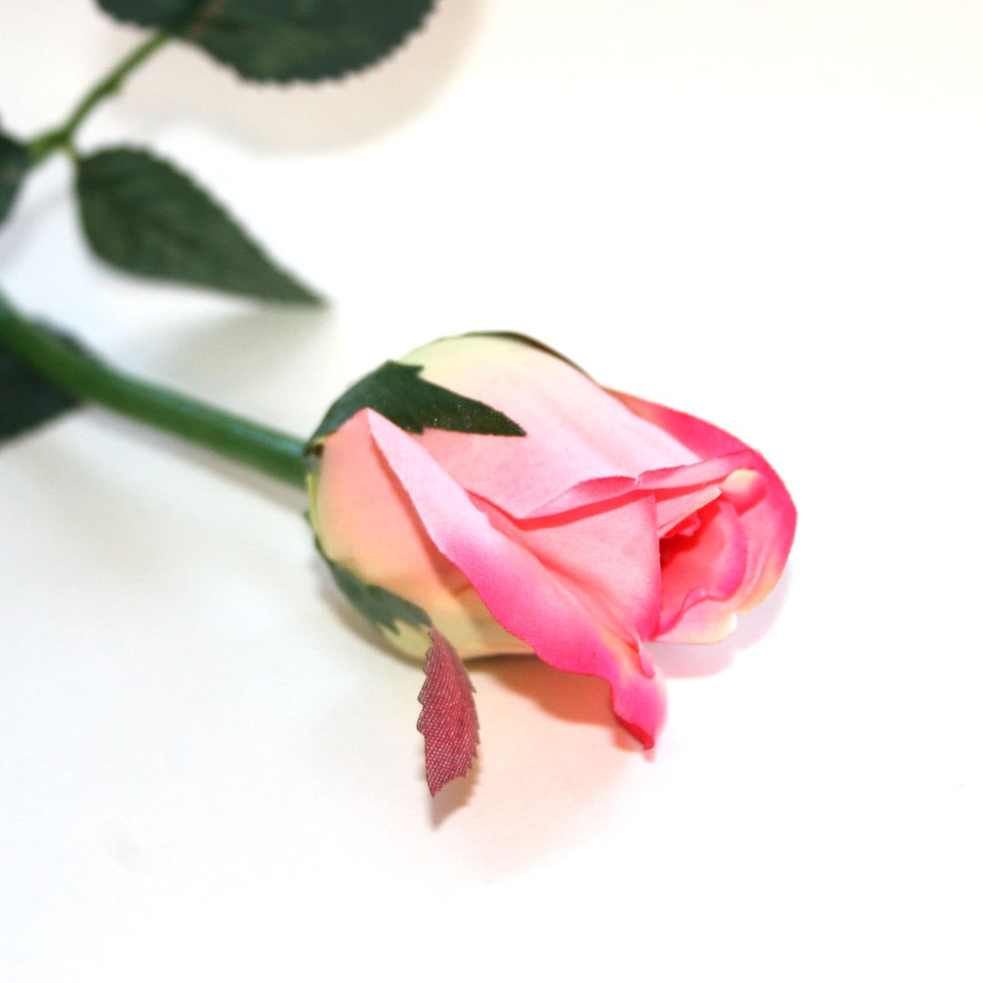 1 Dark Pink Princess Rose Bud - Barely Blooming - Artificial