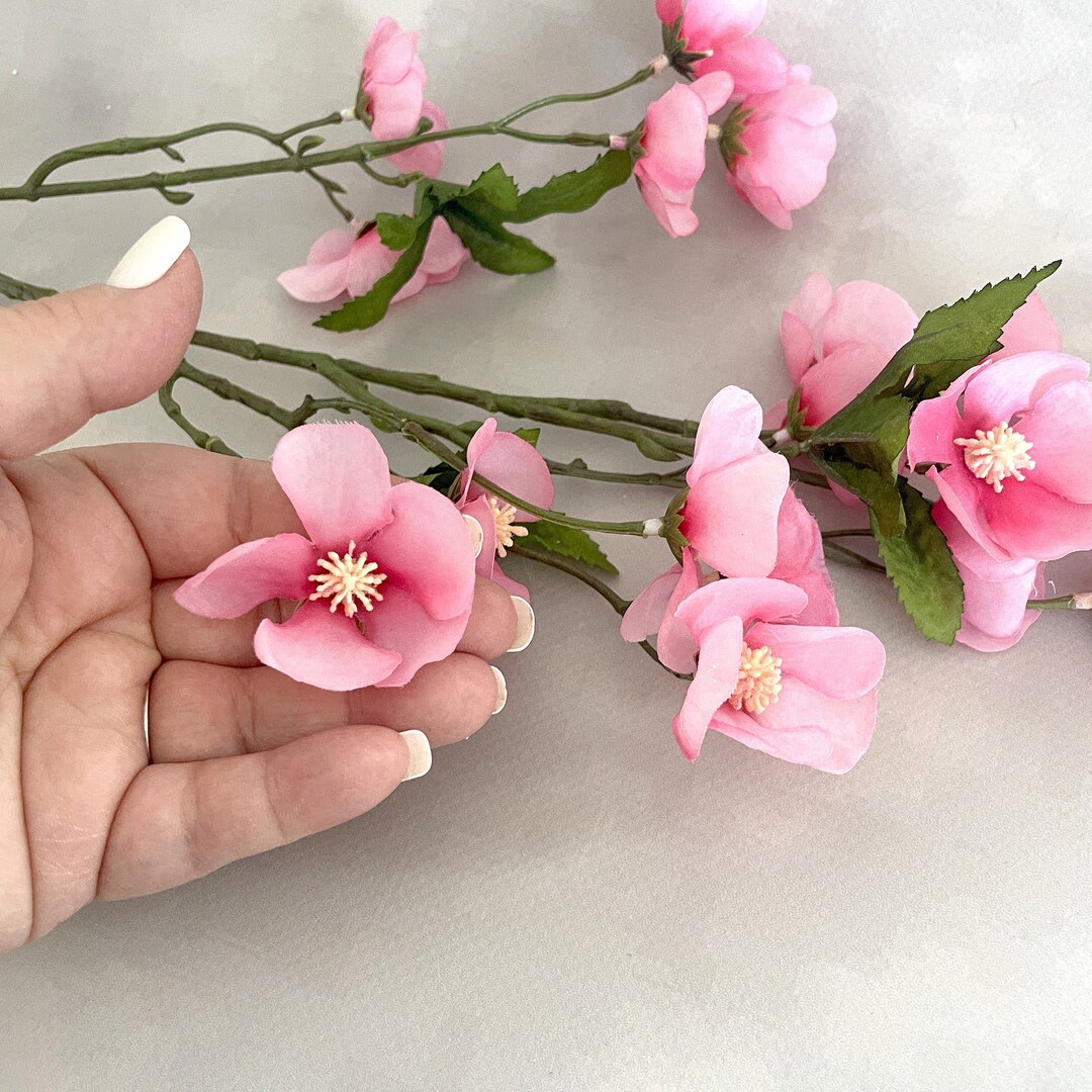Pink Blossoms Anisodenta Spray Artificial Flowers, Artificial Branch