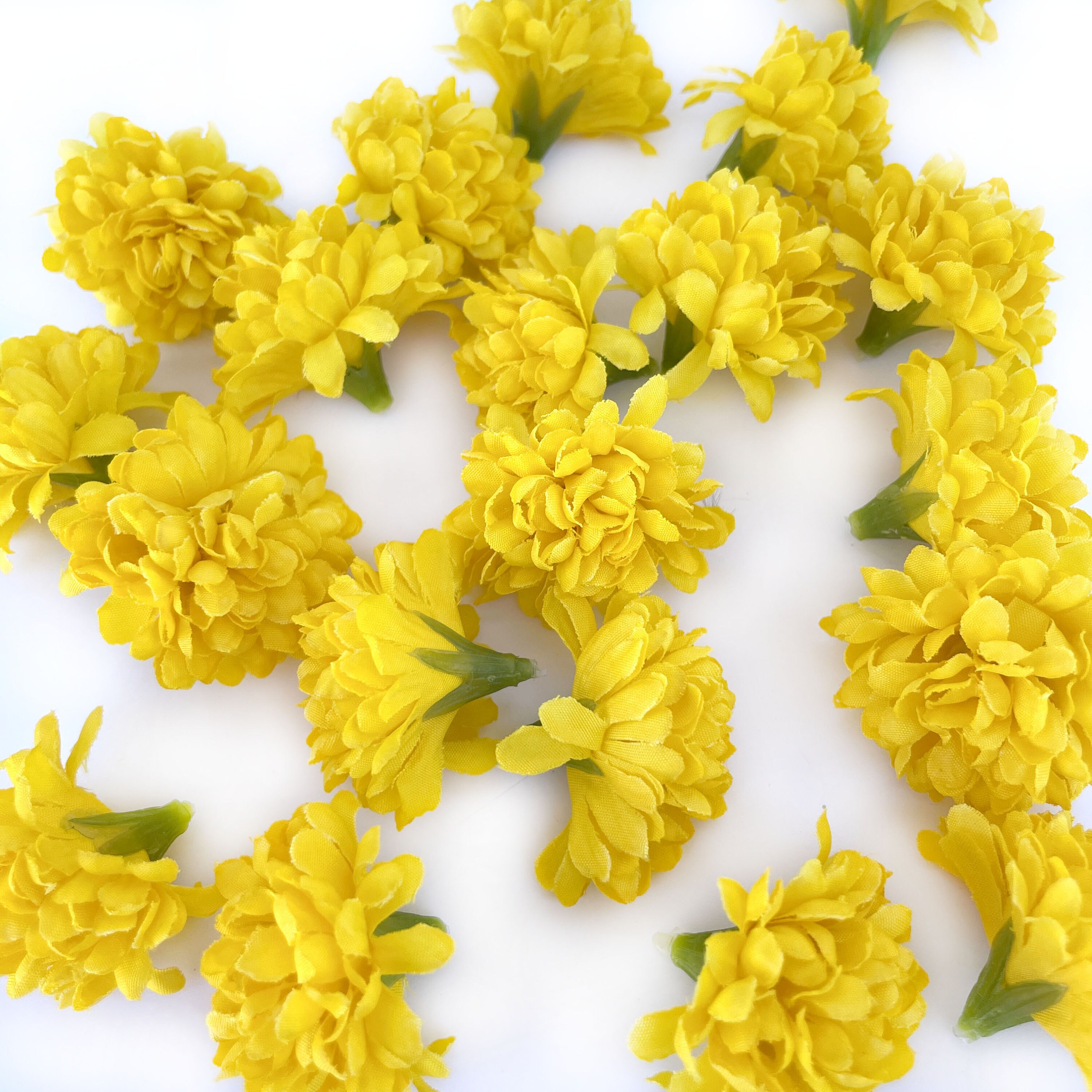 20 Yellow Mini Carnation Mums Artificial Flowers Baby Etsy