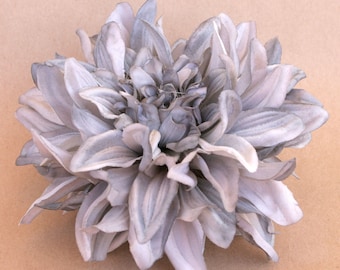 1 ENORMOUS Grey Silk Dahlia - Artificial Flower - With or Without Stem - PRE-ORDER