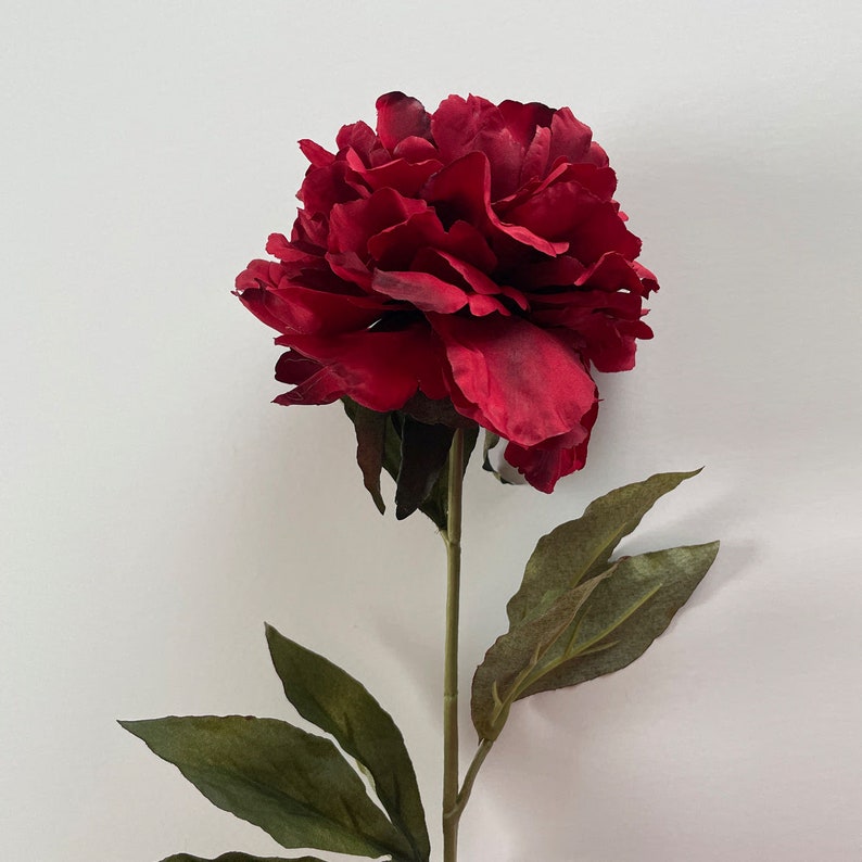 Deep Red Peony Very Full Artificial Flower Head, Silk Flower PRE-ORDER image 1