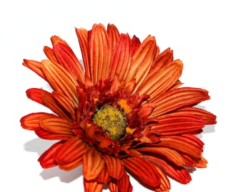 Textured Orange Rust Gerbera Daisy - Artificial Flowers, Silk Flowers - PRE-ORDER