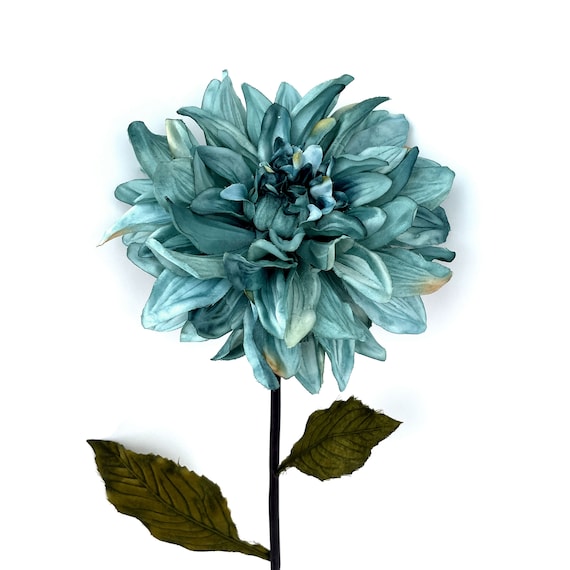 巨大なターコイズダリア - 造花 - 花頭または茎付き - 予約注文 - Etsy
