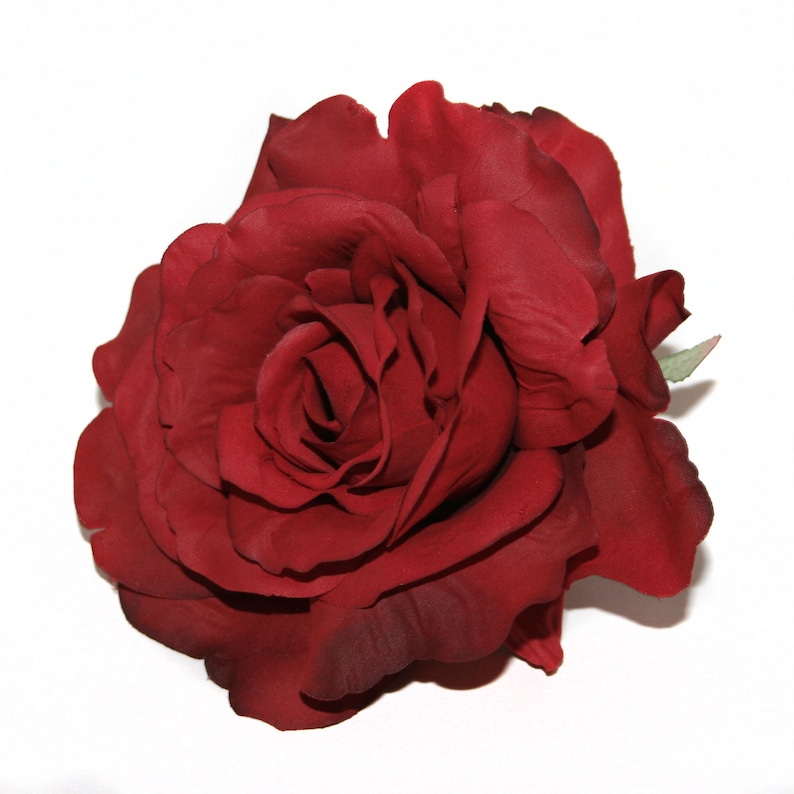 Silk Flowers Artificial Flowers PRE-ORDER With or Without Stem 1 Large Deep Red Georgia Rose