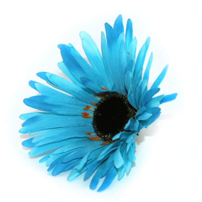 Aqua Blue Wild Gerbera Daisy Artificial Flowers Silk Flower Etsy UK