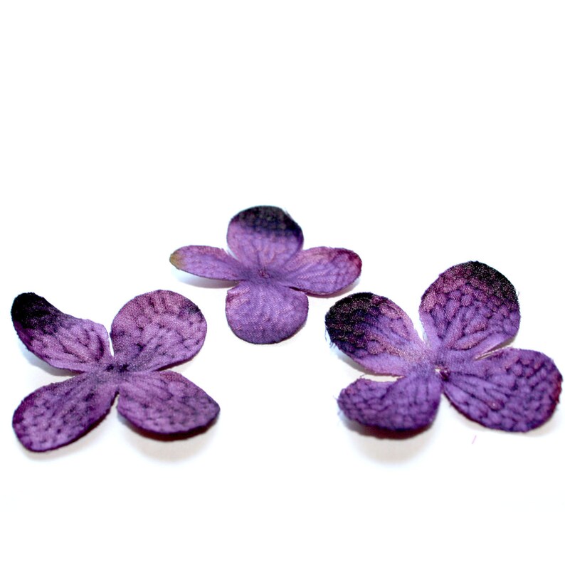 100 Silk Hydrangea Blossoms in Purple Artificial Flowers | Etsy