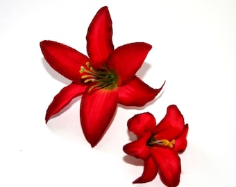 10 Tiger Lilies in Red - Artificial Flowers, Silk Flower Heads - PRE-ORDER