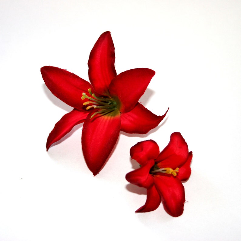 10 Tiger Lilies in Red Artificial Flowers Silk Flower Heads Etsy