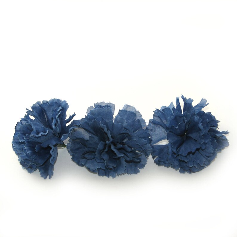 3 Bargain Navy Blue Carnations Artificial Flowers Etsy