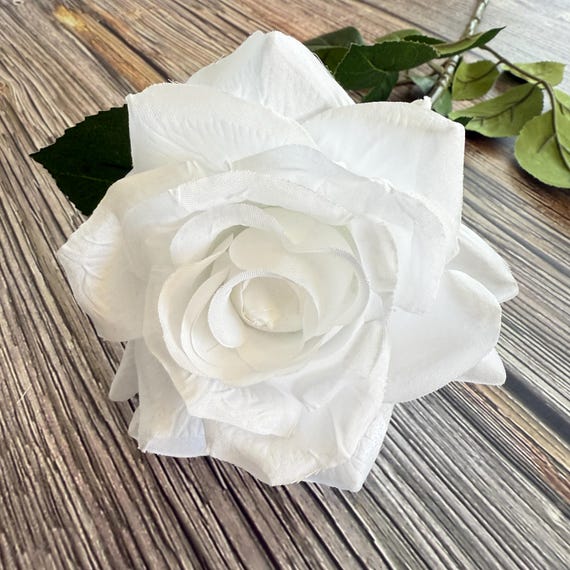 Reine weiße Rose - Kunstblume - Seidenblume - Mit oder ohne Stiel erhältlich