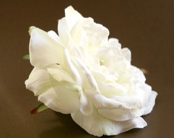 White Sophia Rose - Light Green Accents - Artificial flowers, Silk Flowers - PRE-ORDER - With or Without Stem