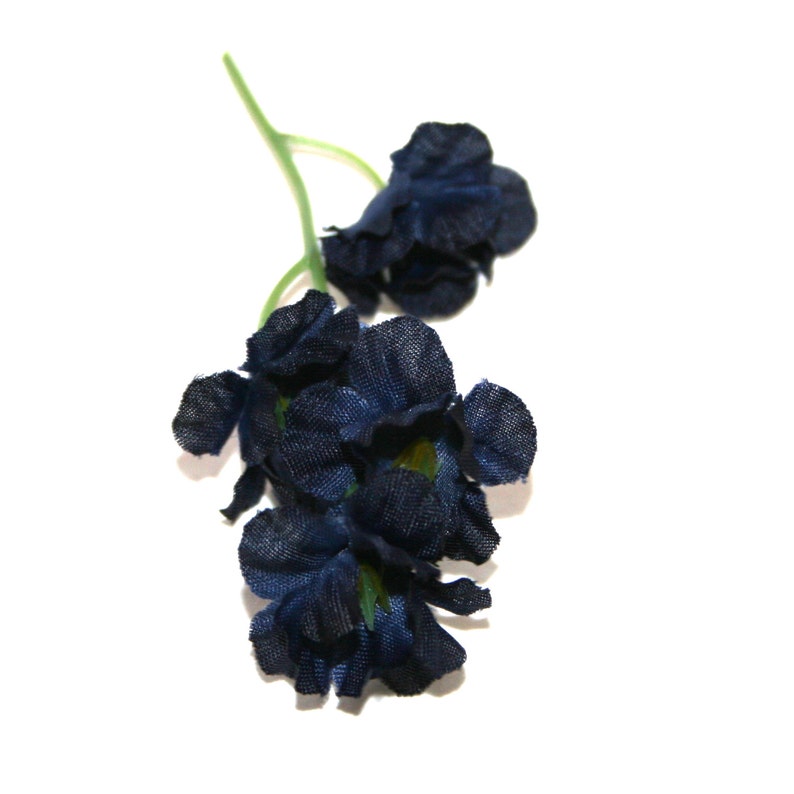 50 Navy Blue Blossoms 13-14 pick count Artificial Flowers, Silk Flower Blossoms PRE-ORDER image 5