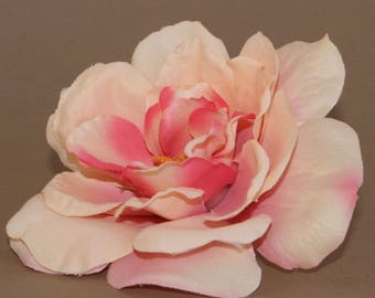 Layered Peach Blush and Pink Magnolia Garden Rose - Artificial Flower, Silk Flower Head