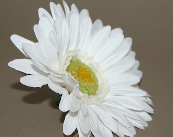 White Gerbera Daisy - Artificial Flowers, Silk Flower Heads - PRE-ORDER