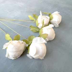 5 Cream Peony Ball Picks - Artificial Flowers