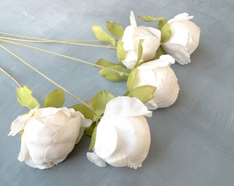 5 Cream Peony Ball Picks - Artificial Flowers