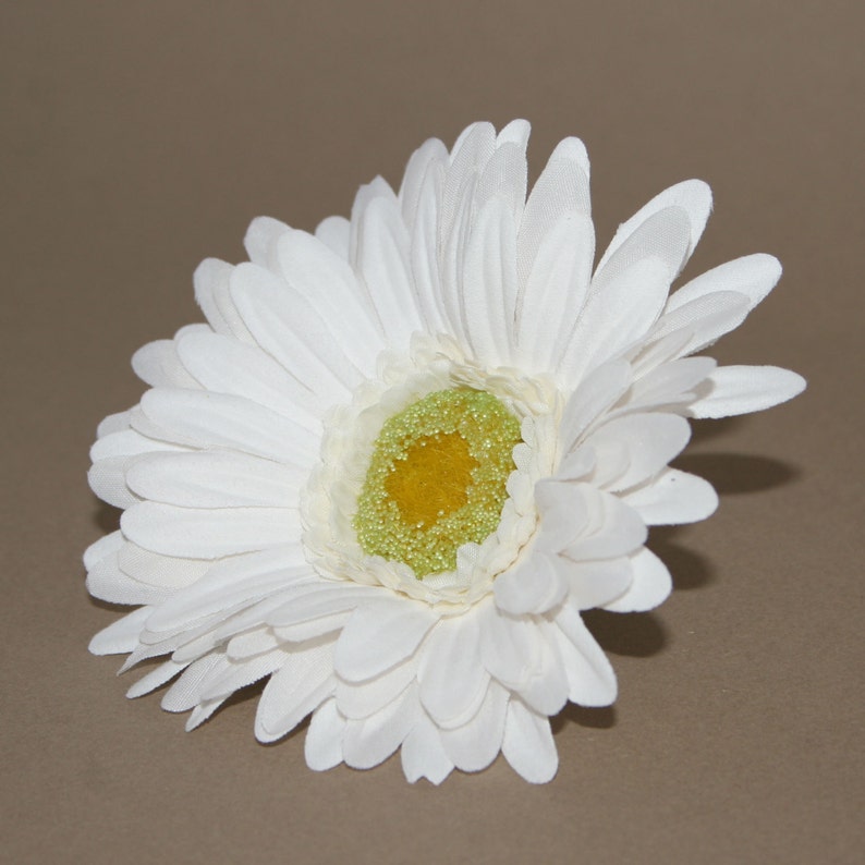 White Gerbera Daisy Artificial Flowers Silk Flower Heads Etsy