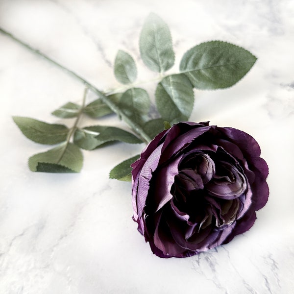 Antique Purple Cabbage Rose - Artificial Flower Heads - Available with Stem