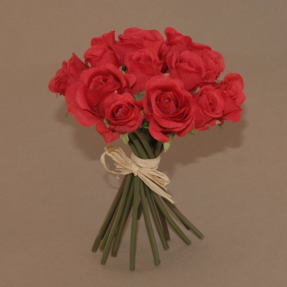 Pequeño ramo de rosa roja Flores artificiales flores de - Etsy México