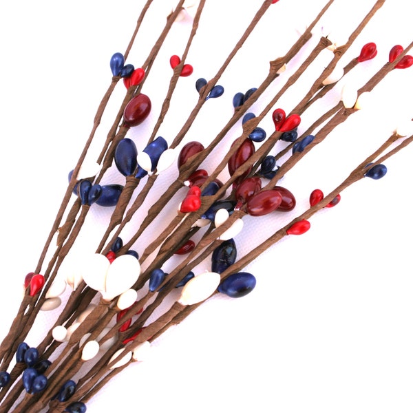 Red White and Blue Floral Picks Etsy