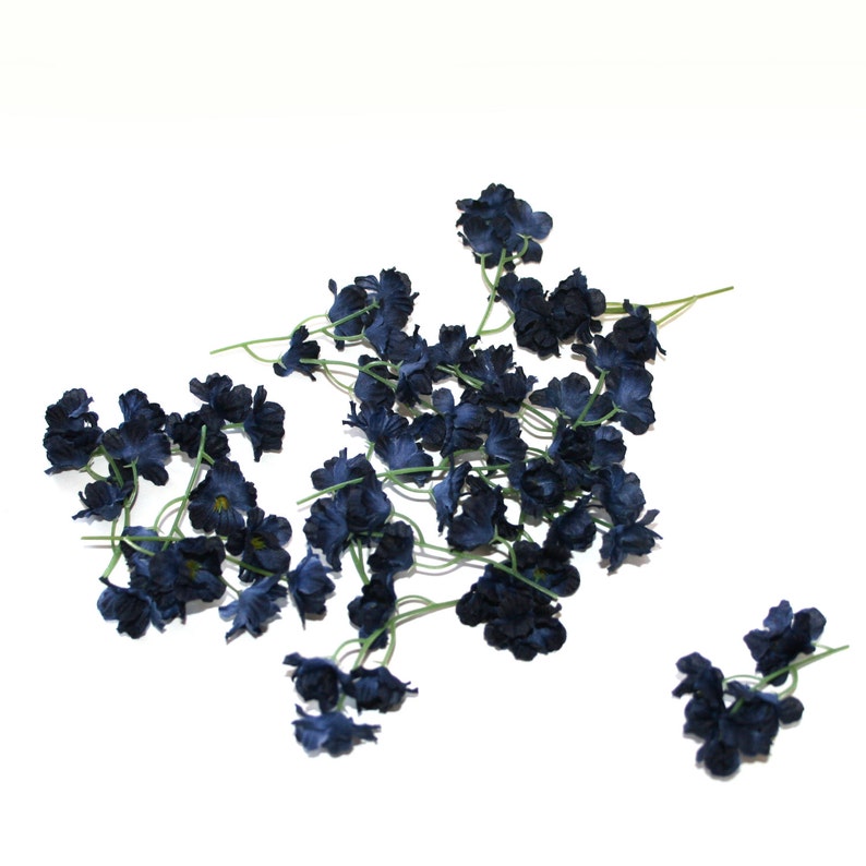 50 Navy Blue Blossoms 13-14 pick count Artificial Flowers, Silk Flower Blossoms PRE-ORDER image 2