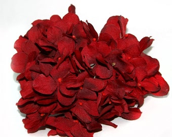 Mazzo di ortensie rosso intenso e profondo - Testa piena - Fiori artificiali, fiori, fiori di seta PRE-ORDINE