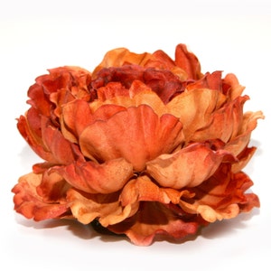 1 ENORMOUS Rust Orange Peony Artificial Flower Head, Silk Flowers PRE-ORDER Stem and Leaves Available image 3