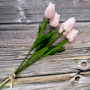 5 Real Touch Pink Tulips  - Artificial Flowers