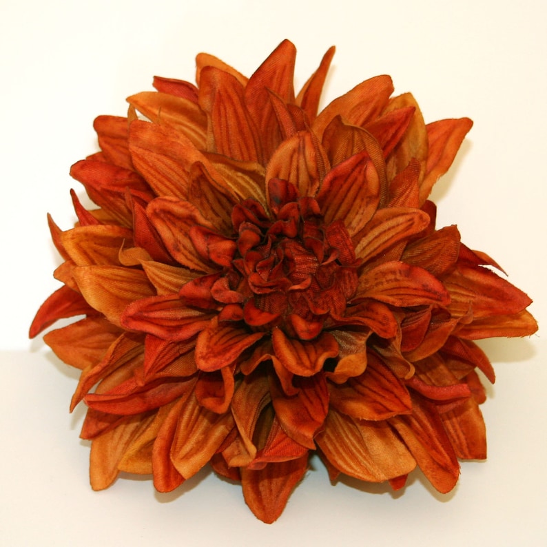 1 ENORMOUS Burnt Orange Silk Dahlia Artificial Flower 6 Etsy