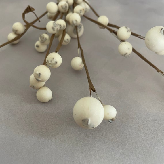 Brown and Cream White Berry Pick Artificial Floral 