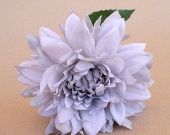 Gray Silk Dahlia Pick - Artificial Flower - Available with larger stem - PRE-ORDER