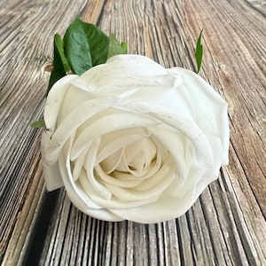 Gorgeous Real Touch Pure White Bella Rose Pick - Artificial Flower Rose  *Slightly Imperfect - Please read full description*