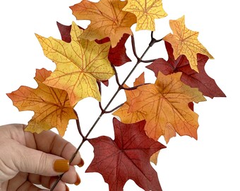 Fall Maple Leaves Pick - Artificial Leaves, Silk Leaves - 11 inches