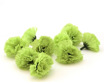 25 Lime Green Baby Carnations - Artificial Flowers - Silk Flower Heads