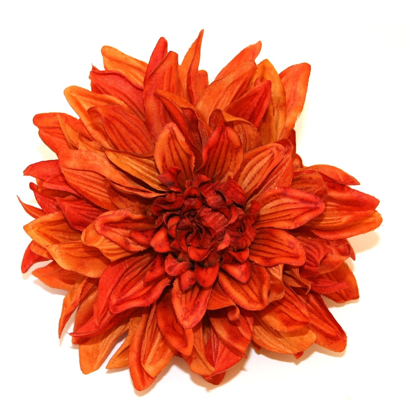 1 ENORMOUS Burnt Orange Silk Dahlia Artificial Flower Etsy