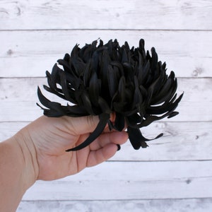 Jumbo Black Mum Artificial Flowers, Silk Flower With or Without