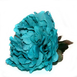 1 Bright Turquoise Peony Boutique Silk Flowers, Artificial Flower Heads PRE-ORDER image 3