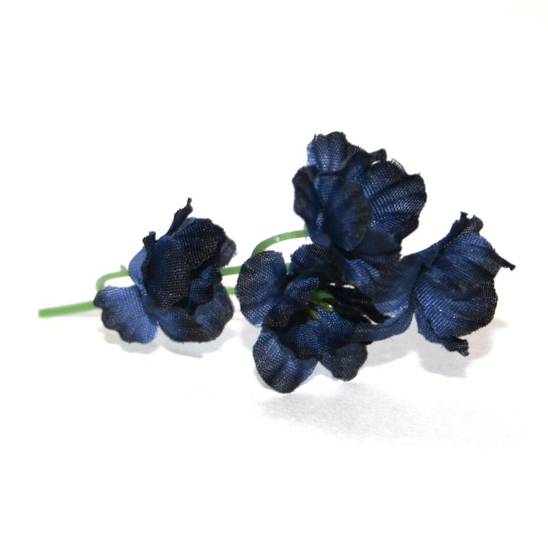 50 Navy Blue Blossoms 13-14 pick count Artificial Flowers, Silk Flower Blossoms PRE-ORDER image 4