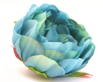 Blue Green Peony - Artificial Flower - Silk Flower Heads