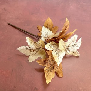 Brown and Cream Maple Leaf Pick  - Artificial Leaves  7 leaves, 3 inch leaves