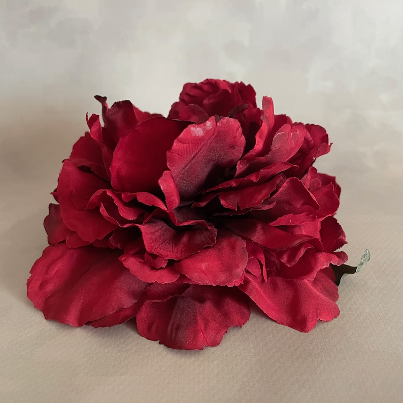 Deep Red Peony Very Full Artificial Flower Head, Silk Flower PRE-ORDER image 7