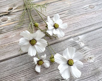 WHITE Cosmo Branch  - Artificial Flowers, Silk Flowers