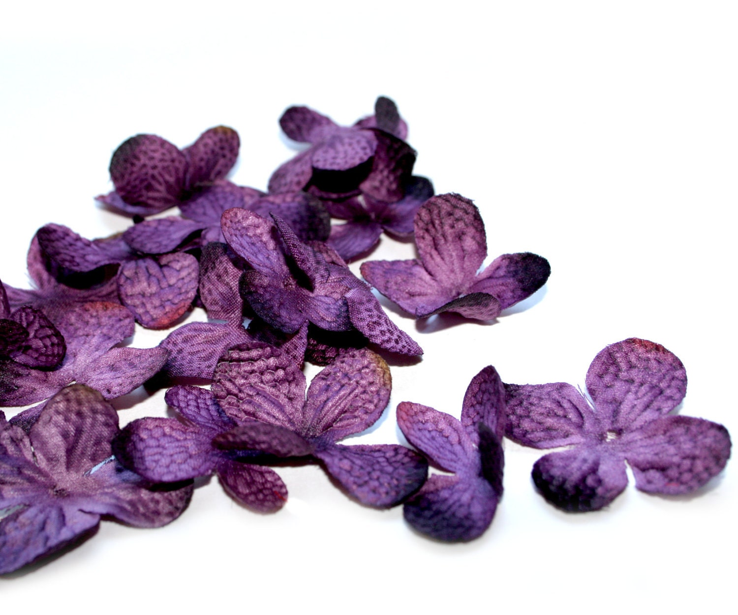 100 Silk Hydrangea Blossoms in Purple Artificial Flowers | Etsy