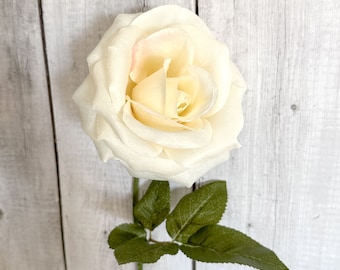 Dry Look Cream Rose - Artificial Flower, Silk Flower Heads - With or Without Stem