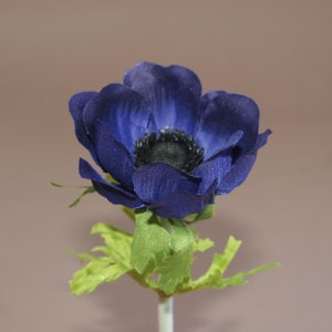 Dark Royal Blue Anemone Pick - Artificial Flowers, silk flowers