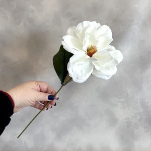 White Magnolia Artificial Flower, Silk Flower Head Stem available PRE-ORDER read full listing image 3