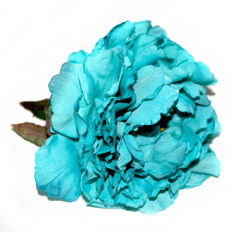 1 Bright Turquoise Peony Boutique Silk Flowers, Artificial Flower Heads PRE-ORDER image 5