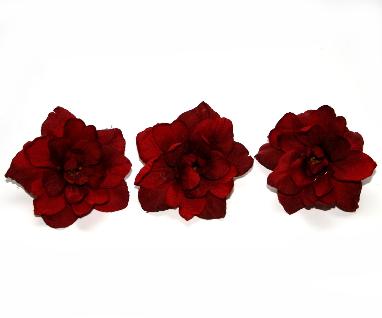 3 Deep Red Silk Delphinium Blossoms Silk Flower Heads - Etsy
