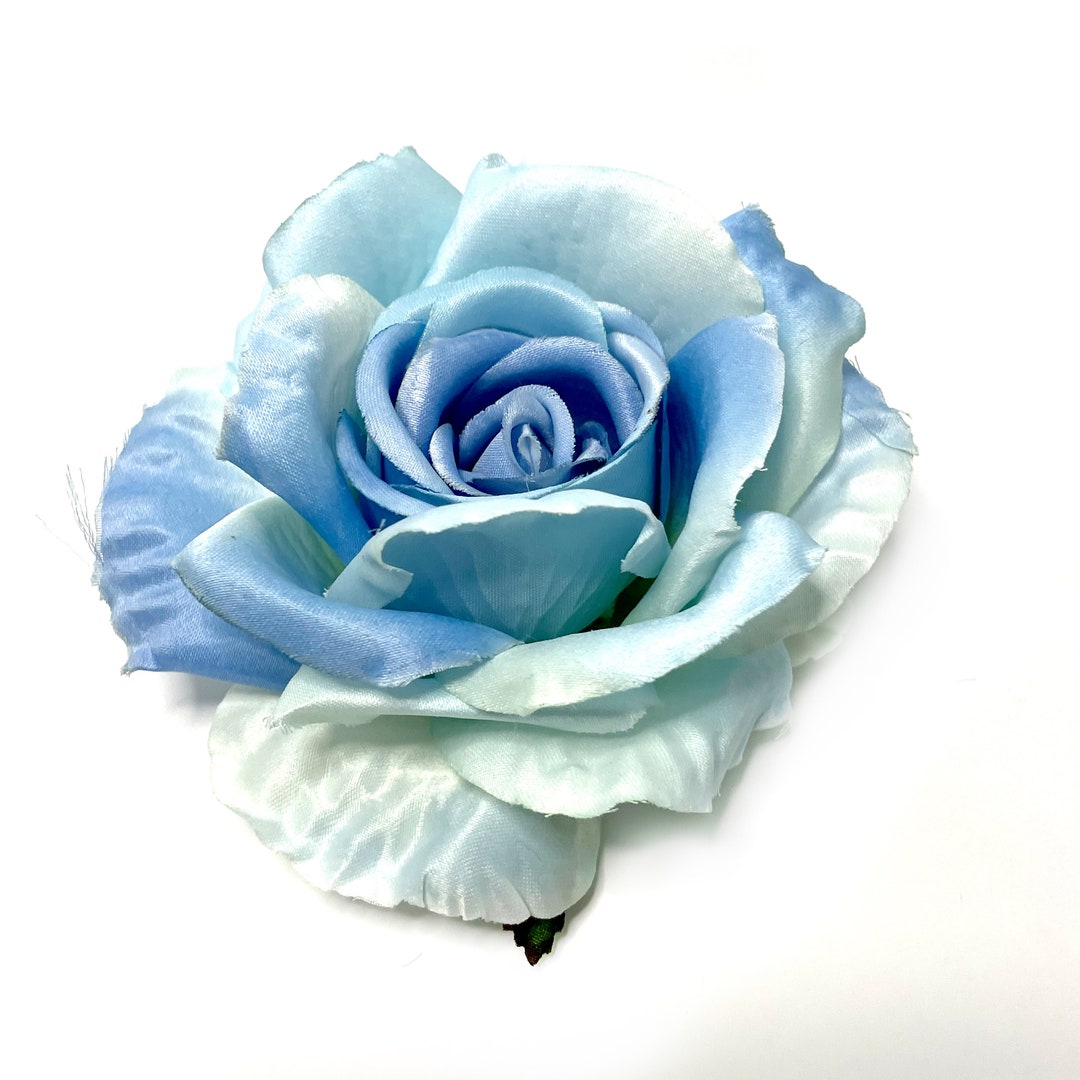 Light Blue Rose With Curled Petals Artificial Flower Silk - Etsy