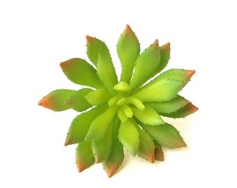 Faux Succulent in Green and Red - Artificial Succulents- Small Echeveria